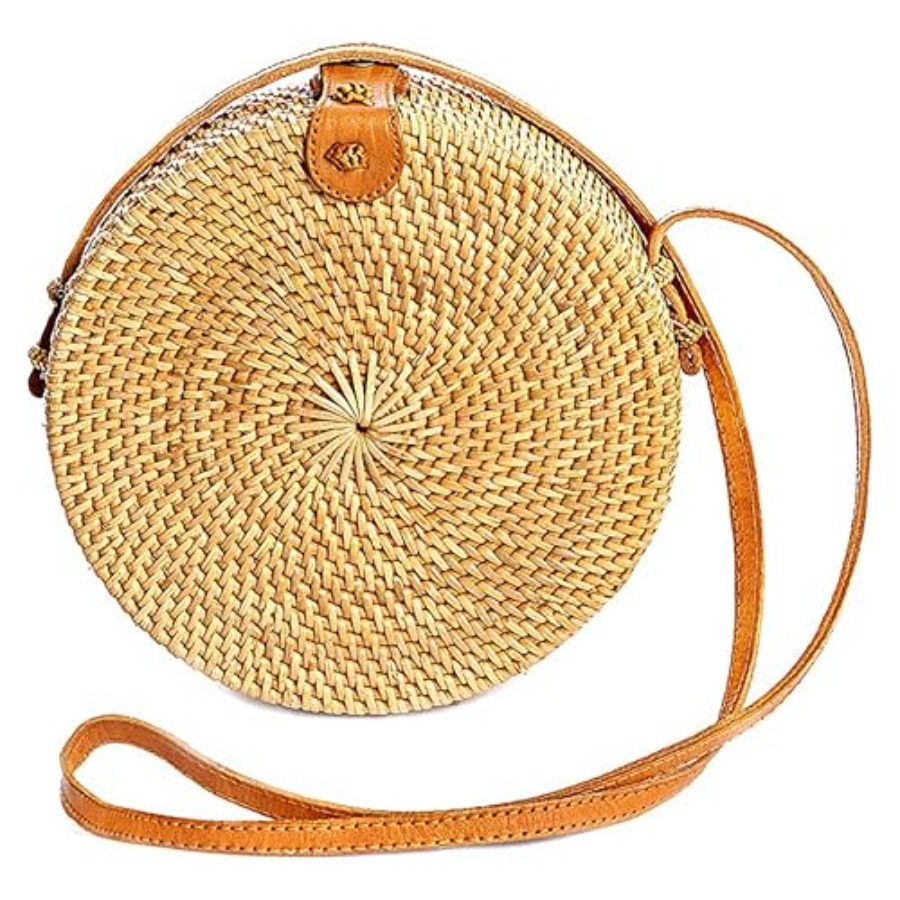 Circle Round Bag - Novum Crafts Round Rattan Bag for
