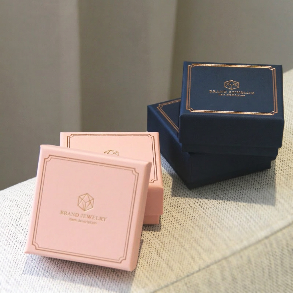 Box Bag Rigid - Square Vintage Paper Jewelry Gift Box,