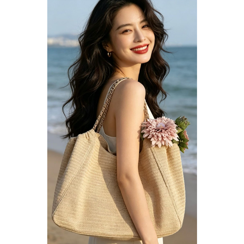 Chain Raffia 2026 Summer Beach - Women Bags Large ulasan dan harga