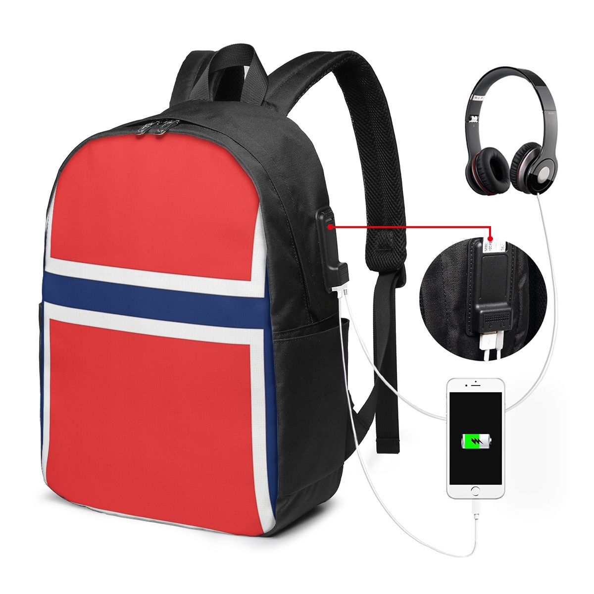 Norway Flag Backpack Travel No - Women Bags Laptop ulasan dan harga