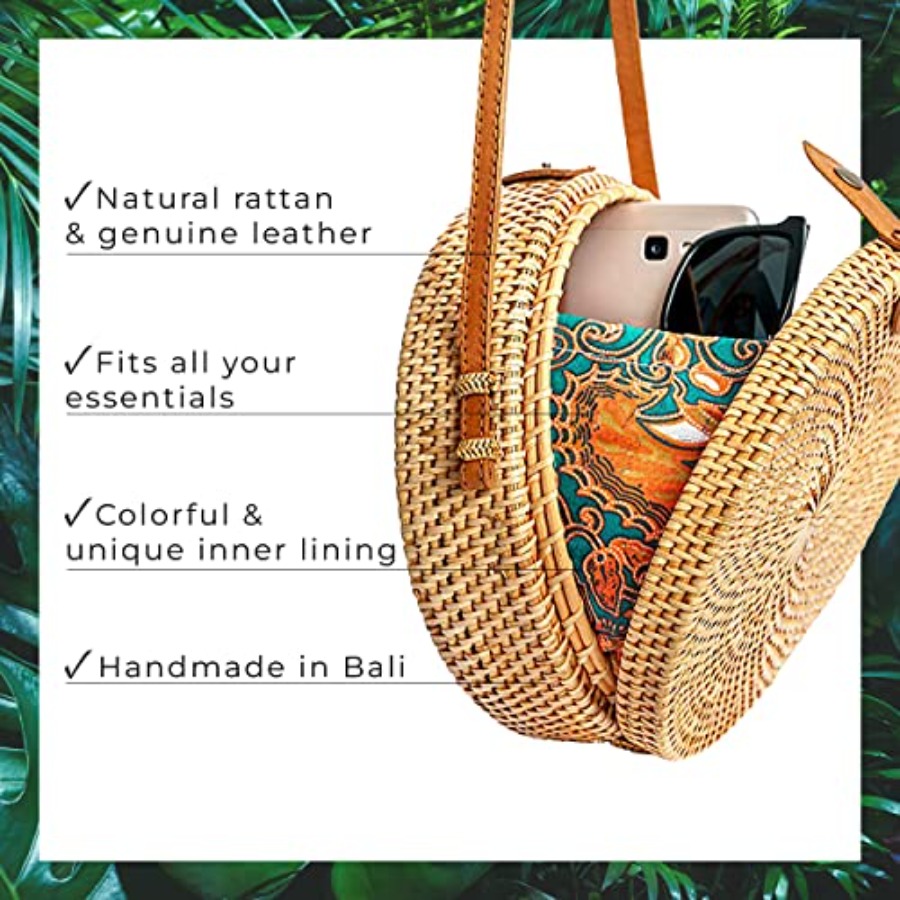 Novum Crafts Round Rattan Bag  - Circle Round Bag ulasan dan harga