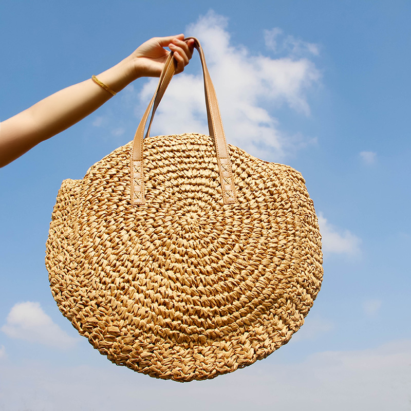 Round Straw Beach Bag Vintage  - Circle Round Bag ulasan dan harga