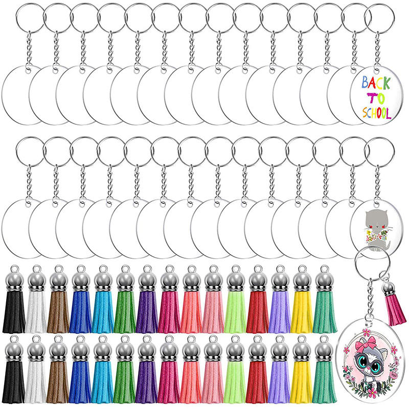 30Sets DIY Acrylic Clear Disc  - Circle Round Bag ulasan dan harga