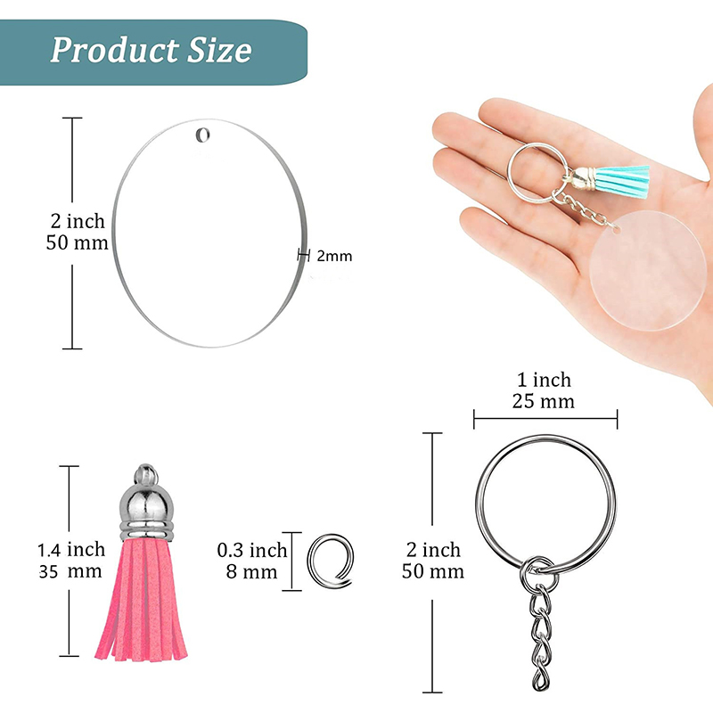 30Sets DIY Acrylic Clear Disc  - Circle Round Bag ulasan dan harga