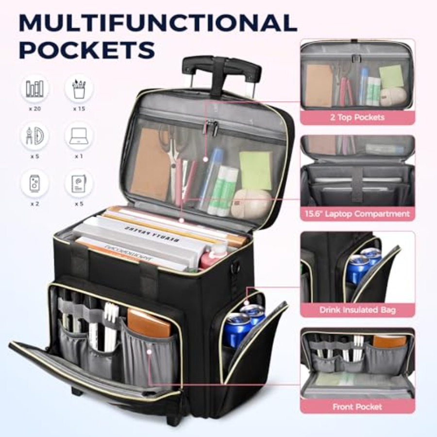 Rolling Teacher Bag, 15.6 Inch - Women Bags Laptop ulasan dan harga