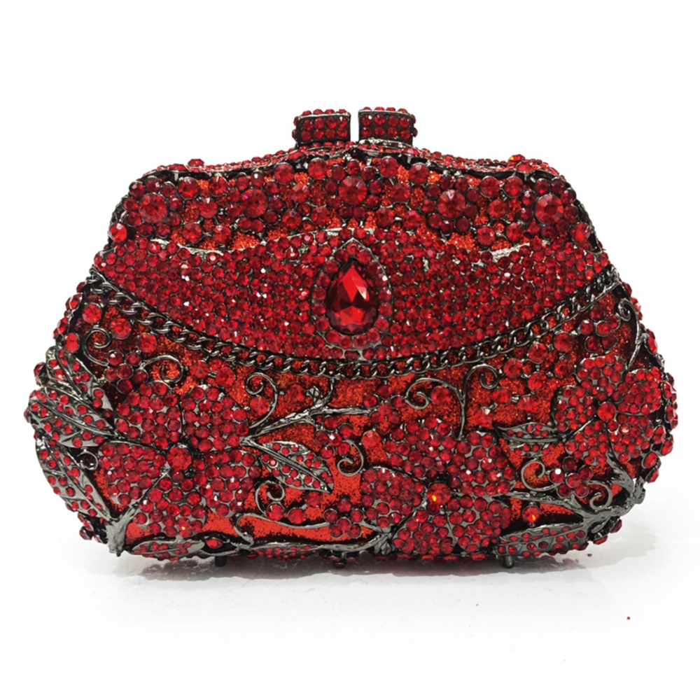 Gold Metal Flower Diamond Even - Women Bags Gold ulasan dan harga