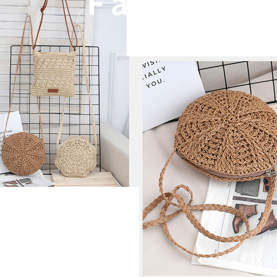 Round Hollow Straw Crossbody B - Circle Round Bag ulasan dan harga