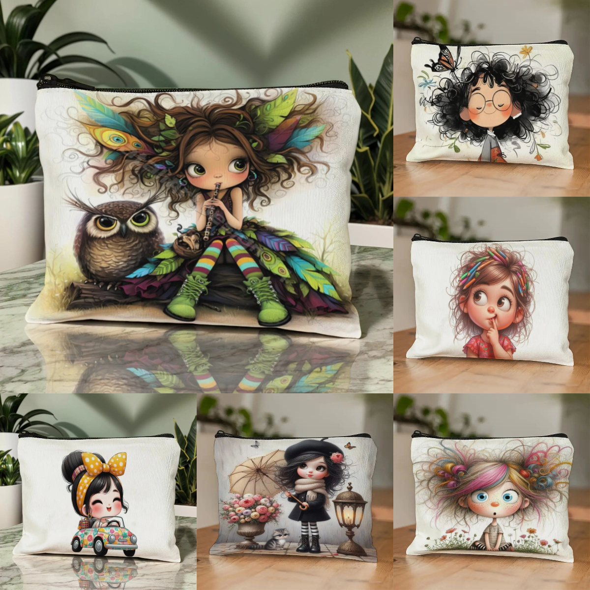 Cartoon Girl Makeup Bag Zipper - Women Bags And Purses ulasan dan harga