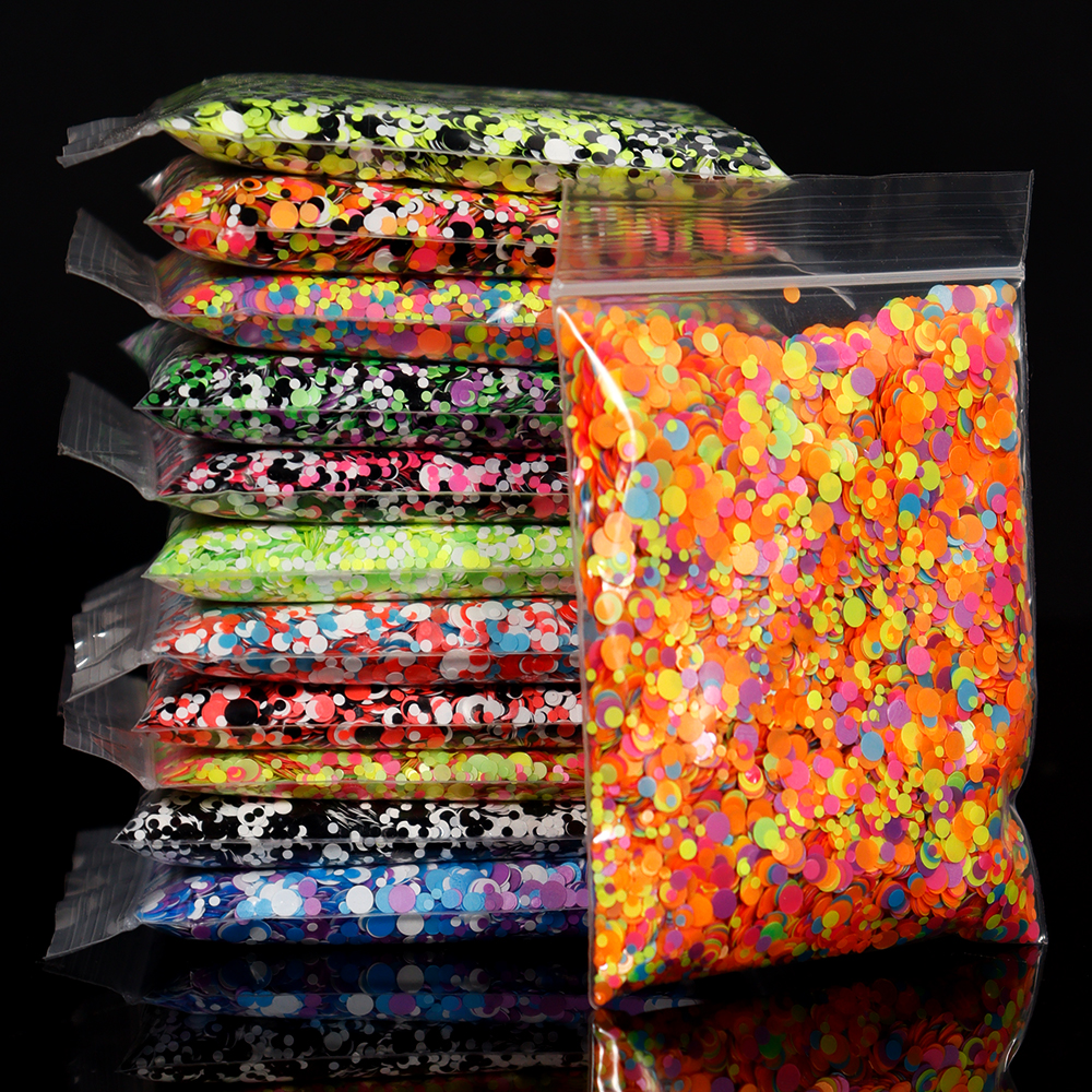 50g/bag Neon Mixed Size Circle - Circle Round Bag ulasan dan harga