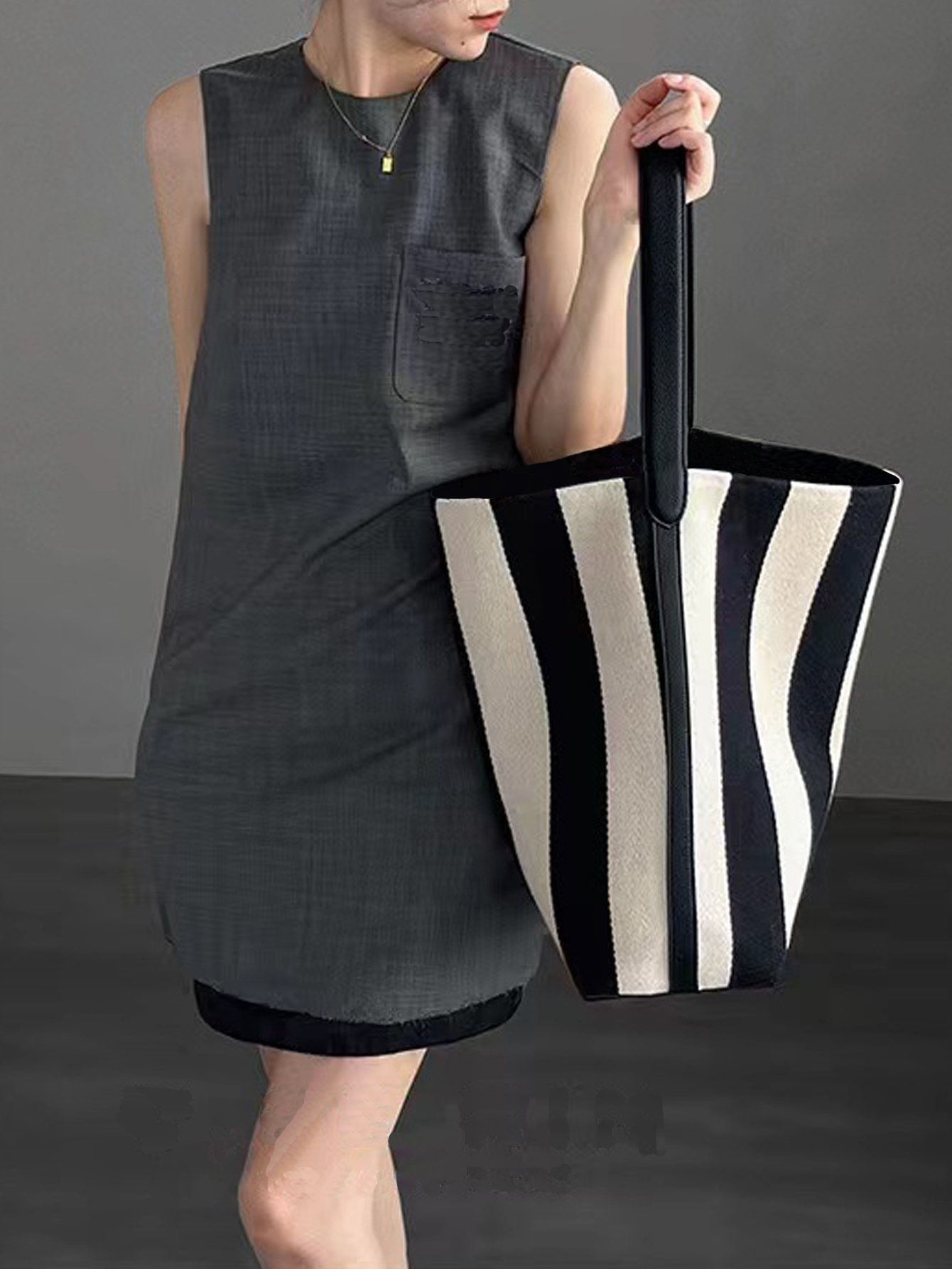 Niche striped canvas bucket ba - Women Bags Prada ulasan dan harga