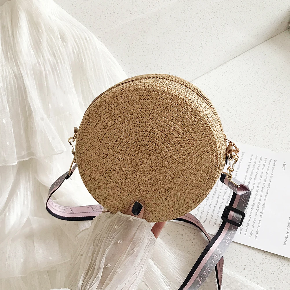Girl Round Straw Beach Bag Vin - Circle Round Bag ulasan dan harga